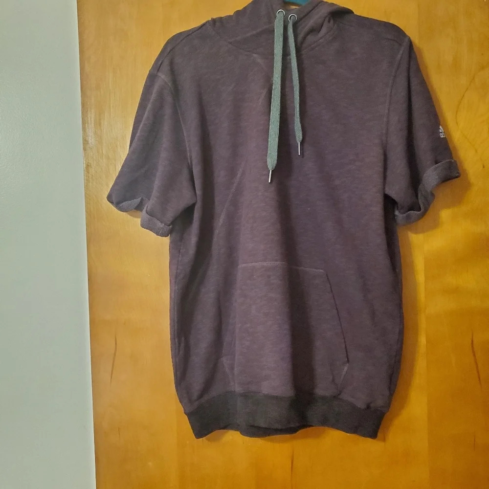 Adidas Cross Up Short Sleeve Hoodie Plum Heather L